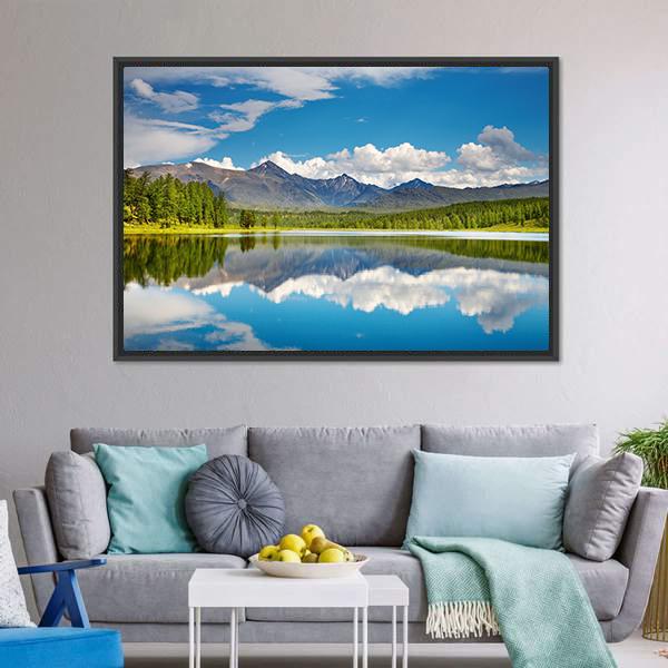 Lake In Altai Mountains Canvas Wall Art-3 Horizontal-Gallery Wrap-25" x 16"-Tiaracle