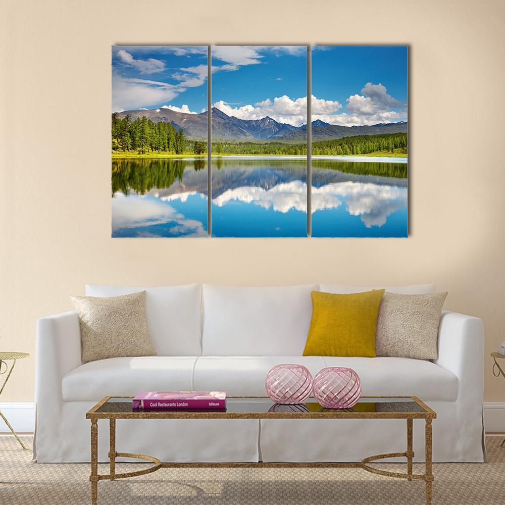 Lake In Altai Mountains Canvas Wall Art-3 Horizontal-Gallery Wrap-37" x 24"-Tiaracle