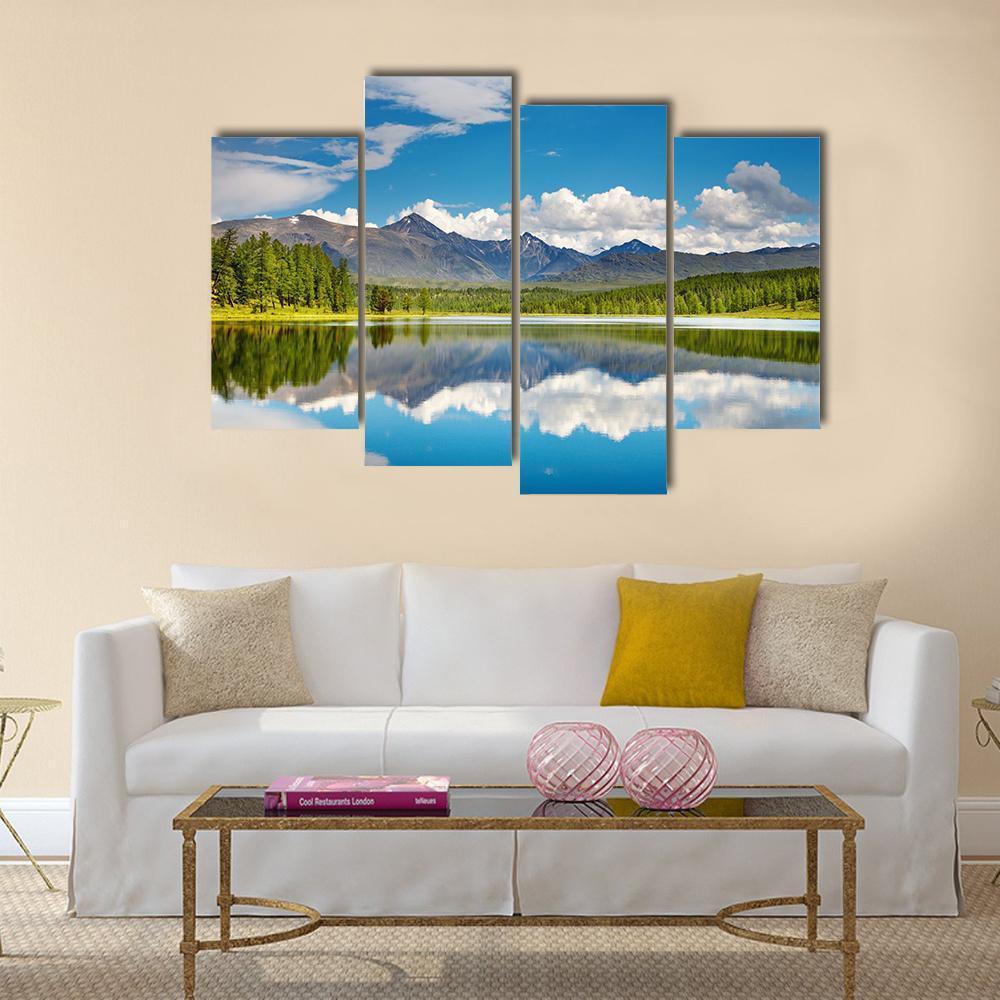Lake In Altai Mountains Canvas Wall Art-4 Pop-Gallery Wrap-50" x 32"-Tiaracle