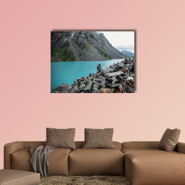 Lake In Altai Russia Canvas Wall Art-1 Piece-Gallery Wrap-48" x 32"-Tiaracle
