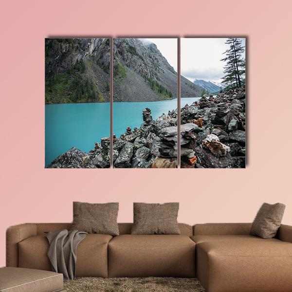 Lake In Altai Russia Canvas Wall Art-3 Horizontal-Gallery Wrap-37" x 24"-Tiaracle