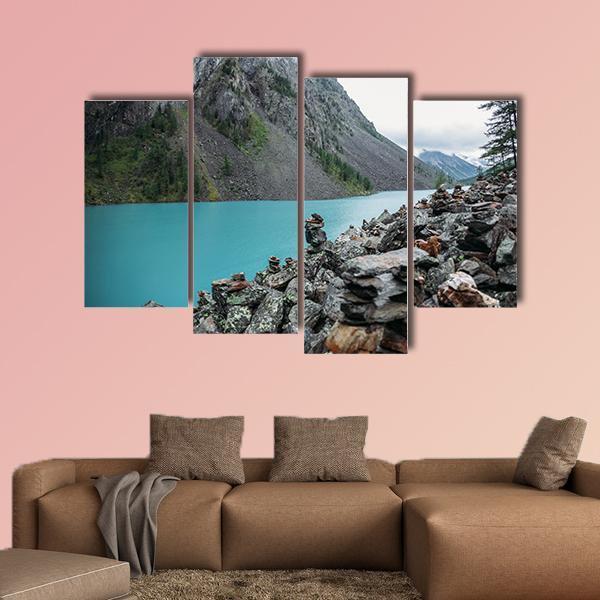Lake In Altai Russia Canvas Wall Art-4 Pop-Gallery Wrap-50" x 32"-Tiaracle