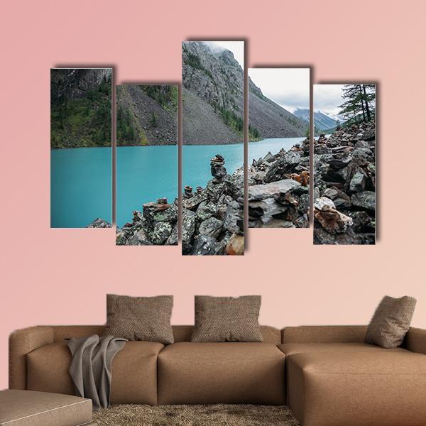 Lake In Altai Russia Canvas Wall Art-5 Pop-Gallery Wrap-47" x 32"-Tiaracle
