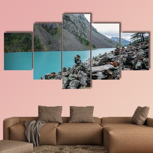 Lake In Altai Russia Canvas Wall Art-5 Star-Gallery Wrap-62" x 32"-Tiaracle