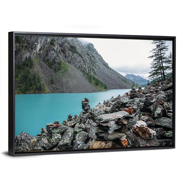 Lake In Altai Russia Canvas Wall Art-3 Horizontal-Gallery Wrap-25" x 16"-Tiaracle