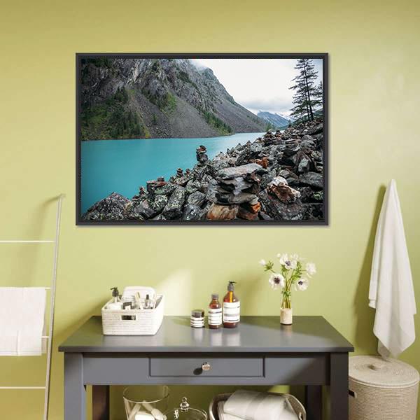 Lake In Altai Russia Canvas Wall Art-3 Horizontal-Gallery Wrap-25" x 16"-Tiaracle