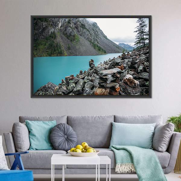 Lake In Altai Russia Canvas Wall Art-3 Horizontal-Gallery Wrap-25" x 16"-Tiaracle
