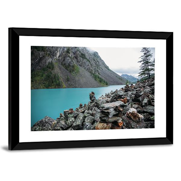 Lake In Altai Russia Canvas Wall Art-3 Horizontal-Gallery Wrap-25" x 16"-Tiaracle