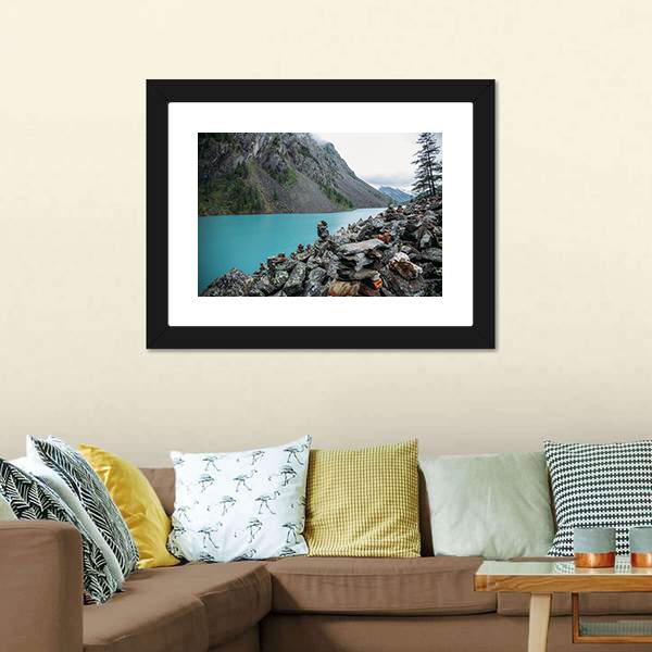 Lake In Altai Russia Canvas Wall Art-1 Piece-Framed Print-20" x 16"-Tiaracle