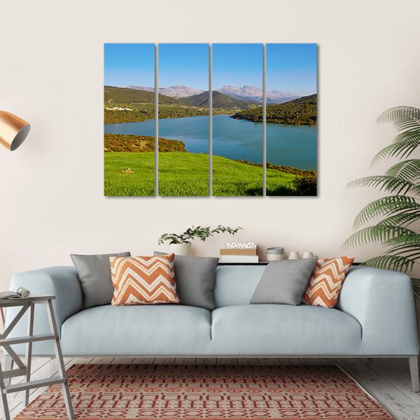 Lake In Atlas Mountains Canvas Wall Art-4 Horizontal-Gallery Wrap-34" x 24"-Tiaracle