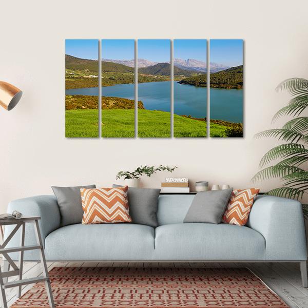 Lake In Atlas Mountains Canvas Wall Art-5 Horizontal-Gallery Wrap-22" x 12"-Tiaracle
