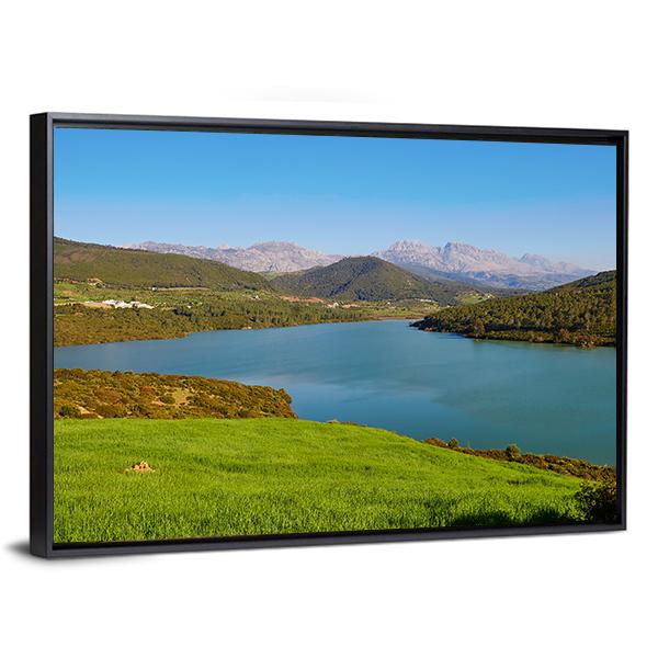 Lake In Atlas Mountains Canvas Wall Art-3 Horizontal-Gallery Wrap-25" x 16"-Tiaracle