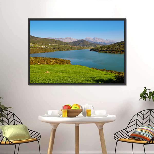 Lake In Atlas Mountains Canvas Wall Art-3 Horizontal-Gallery Wrap-25" x 16"-Tiaracle