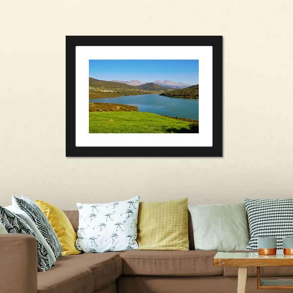 Lake In Atlas Mountains Canvas Wall Art-3 Horizontal-Gallery Wrap-25" x 16"-Tiaracle