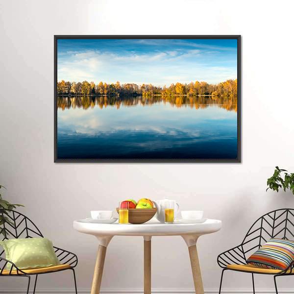 Lake In Autumn Bavaria Canvas Wall Art-3 Horizontal-Gallery Wrap-25" x 16"-Tiaracle