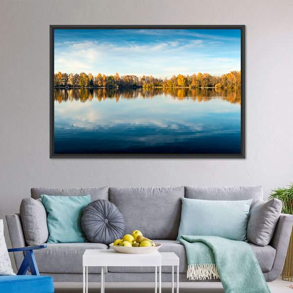 Lake In Autumn Bavaria Canvas Wall Art-3 Horizontal-Gallery Wrap-25" x 16"-Tiaracle