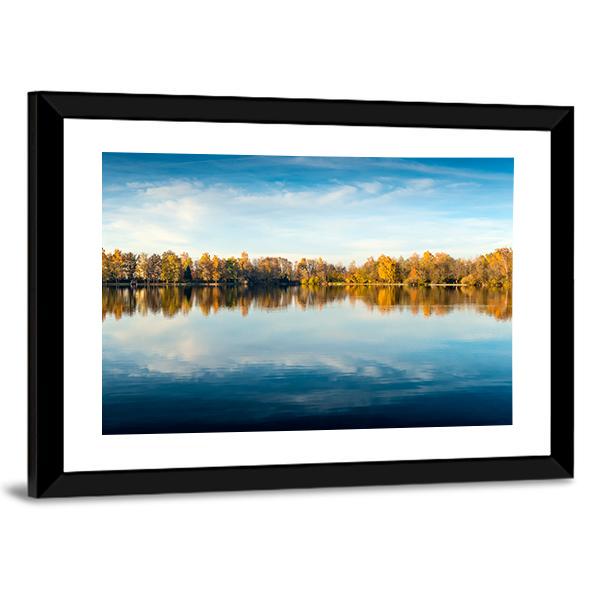 Lake In Autumn Bavaria Canvas Wall Art-3 Horizontal-Gallery Wrap-25" x 16"-Tiaracle