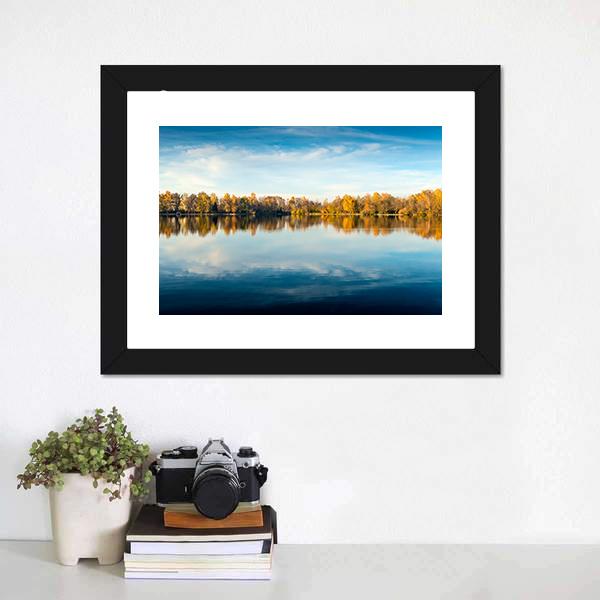 Lake In Autumn Bavaria Canvas Wall Art-1 Piece-Framed Print-20" x 16"-Tiaracle