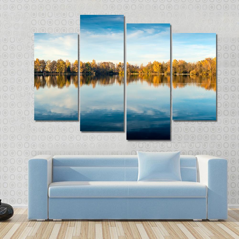 Lake In Autumn Bavaria Canvas Wall Art-4 Pop-Gallery Wrap-50" x 32"-Tiaracle