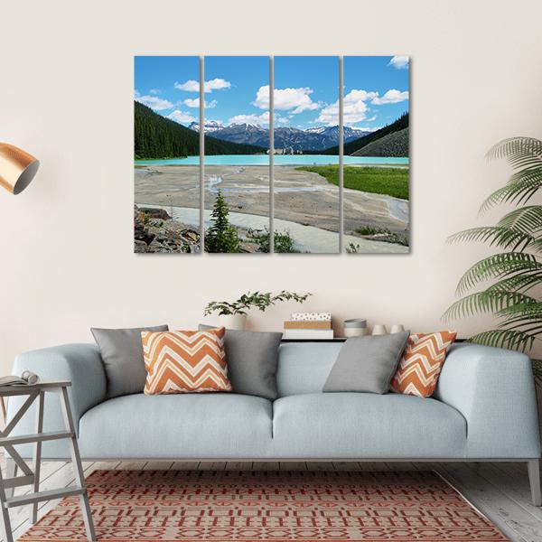 Lake In Banff National Park Canvas Wall Art-4 Horizontal-Gallery Wrap-34" x 24"-Tiaracle