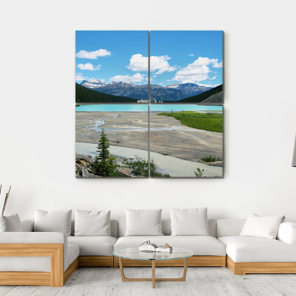 Lake In Banff National Park Canvas Wall Art-4 Square-Gallery Wrap-17" x 17"-Tiaracle