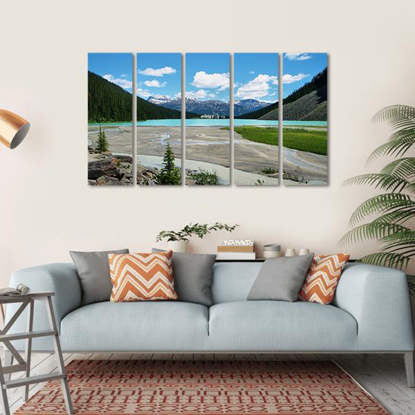 Lake In Banff National Park Canvas Wall Art-5 Horizontal-Gallery Wrap-22" x 12"-Tiaracle