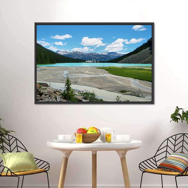 Lake In Banff National Park Canvas Wall Art-3 Horizontal-Gallery Wrap-25" x 16"-Tiaracle