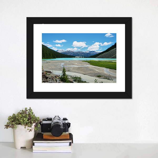 Lake In Banff National Park Canvas Wall Art-1 Piece-Framed Print-20" x 16"-Tiaracle