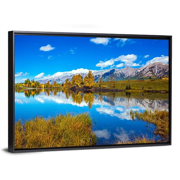 Lake In Canmore Canvas Wall Art-3 Horizontal-Gallery Wrap-25" x 16"-Tiaracle