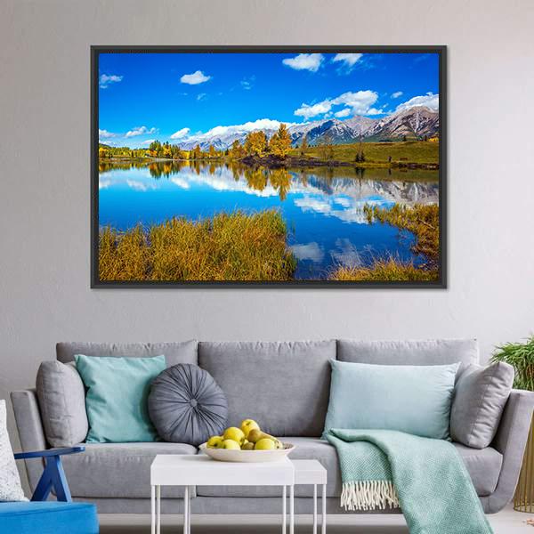 Lake In Canmore Canvas Wall Art-3 Horizontal-Gallery Wrap-25" x 16"-Tiaracle