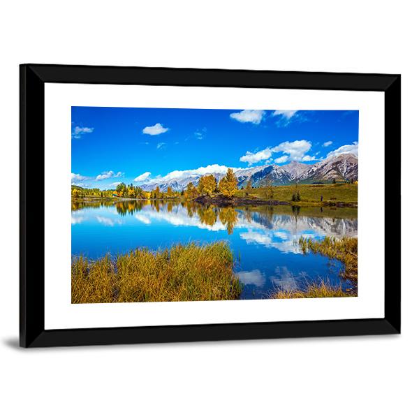 Lake In Canmore Canvas Wall Art-3 Horizontal-Gallery Wrap-25" x 16"-Tiaracle