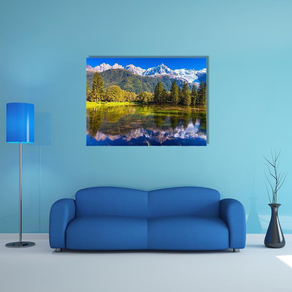 Lake In Chamonix Canvas Wall Art-1 Piece-Gallery Wrap-48" x 32"-Tiaracle