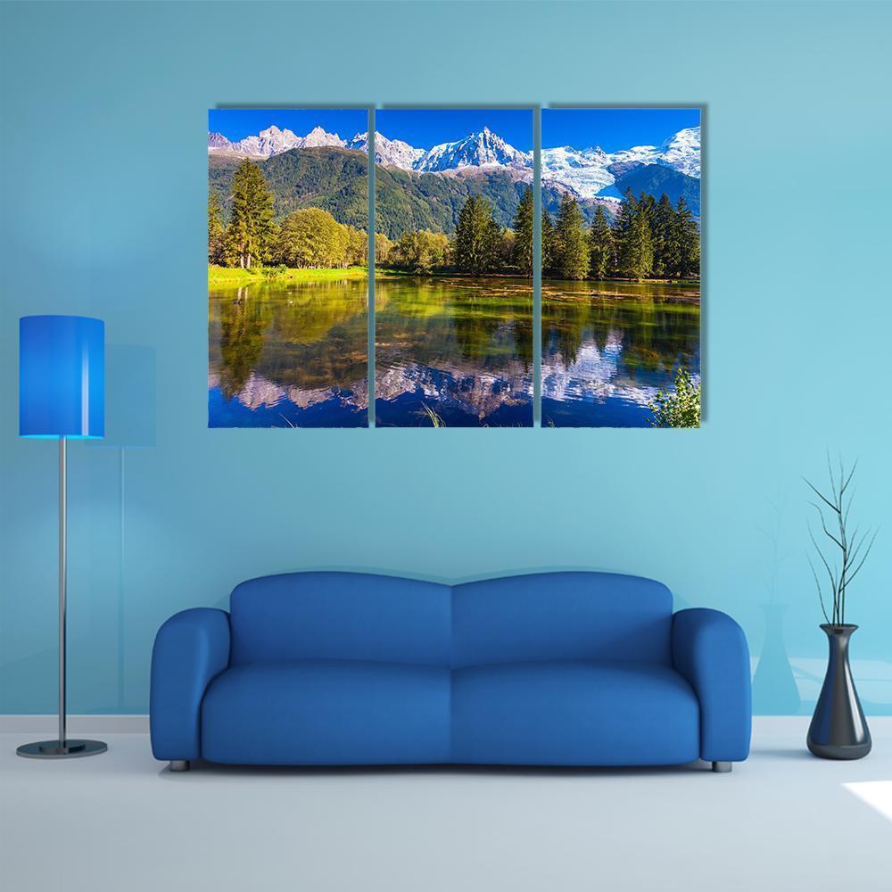 Lake In Chamonix Canvas Wall Art-3 Horizontal-Gallery Wrap-37" x 24"-Tiaracle