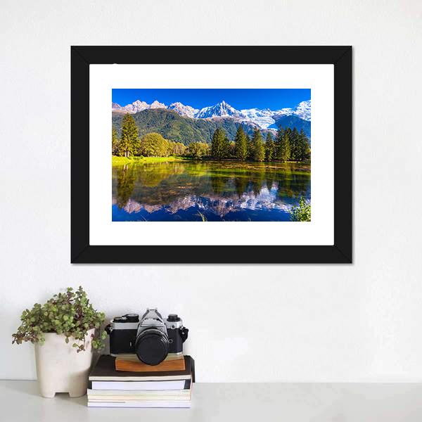 Lake In Chamonix Canvas Wall Art-3 Horizontal-Gallery Wrap-25" x 16"-Tiaracle