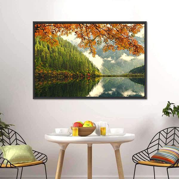 Lake In China Canvas Wall Art-3 Horizontal-Gallery Wrap-25" x 16"-Tiaracle