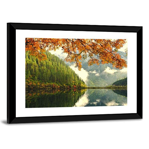 Lake In China Canvas Wall Art-3 Horizontal-Gallery Wrap-25" x 16"-Tiaracle