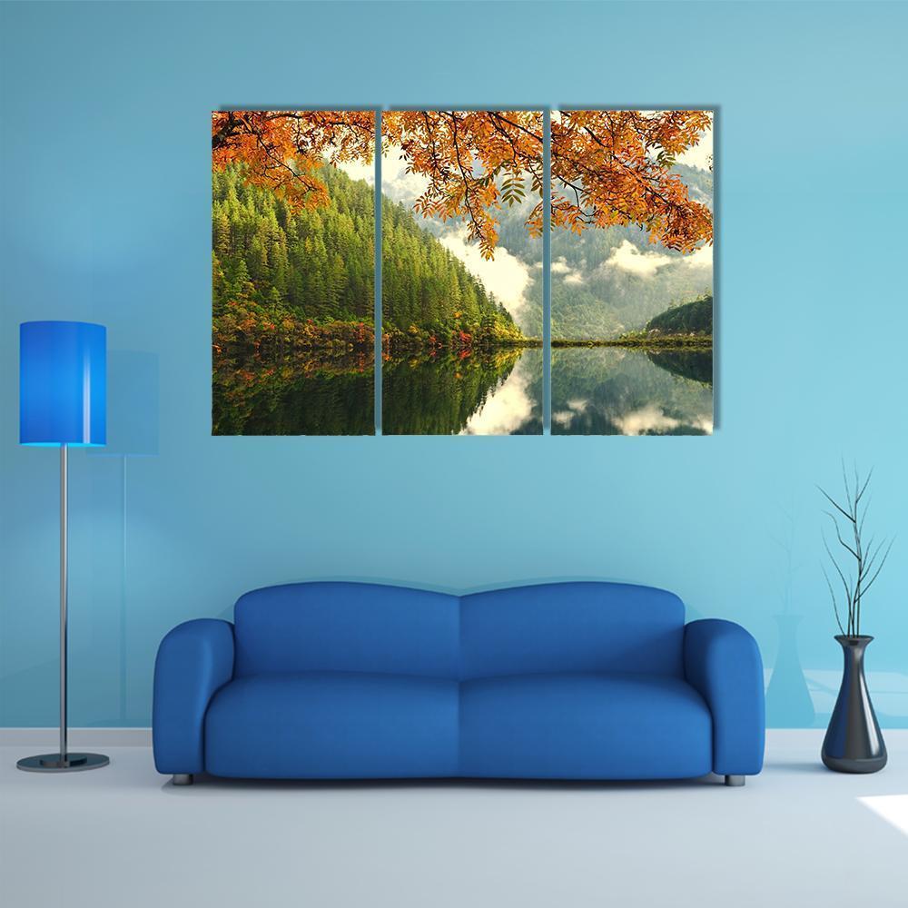 Lake In China Canvas Wall Art-3 Horizontal-Gallery Wrap-37" x 24"-Tiaracle
