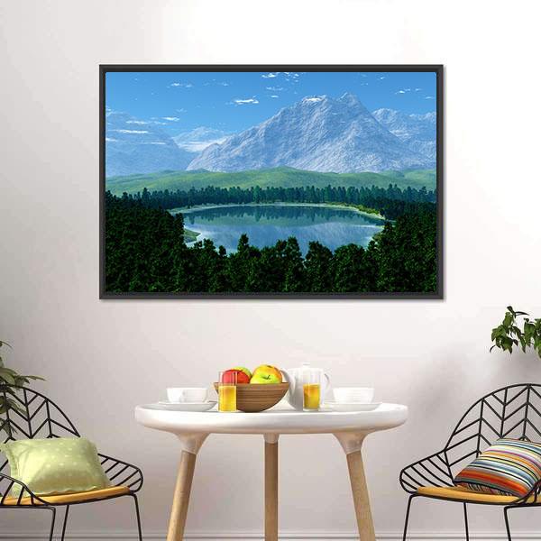 Lake In Forest Canvas Wall Art-5 Horizontal-Gallery Wrap-22" x 12"-Tiaracle