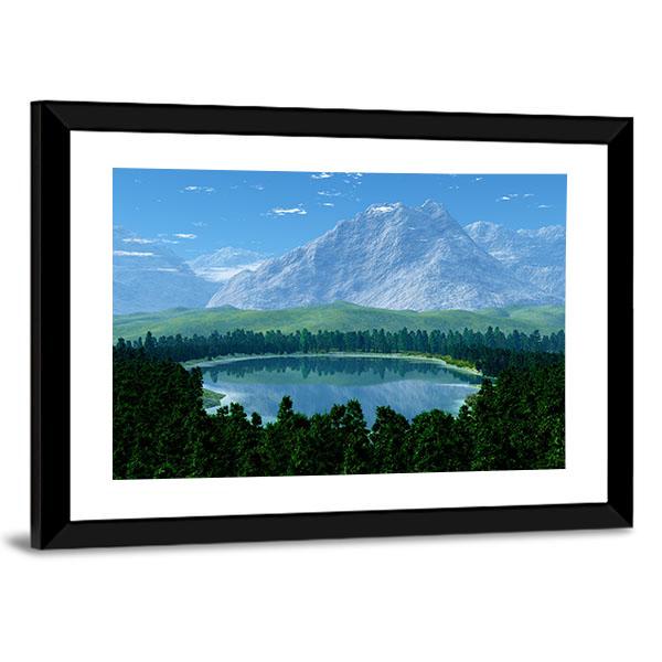 Lake In Forest Canvas Wall Art-5 Horizontal-Gallery Wrap-22" x 12"-Tiaracle