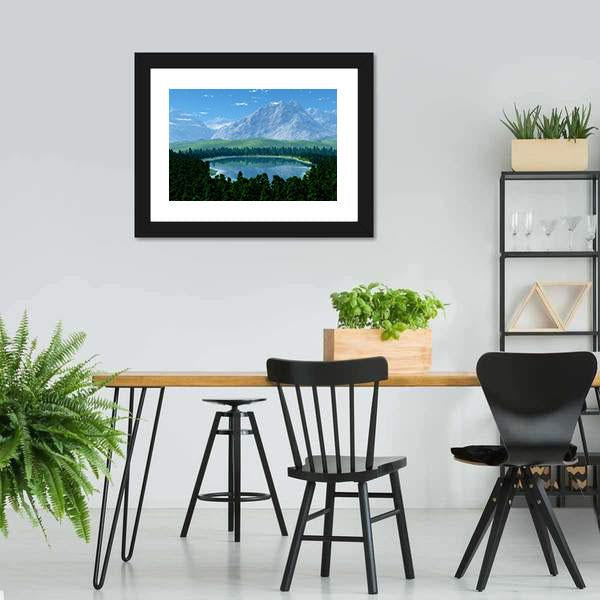 Lake In Forest Canvas Wall Art-5 Horizontal-Gallery Wrap-22" x 12"-Tiaracle
