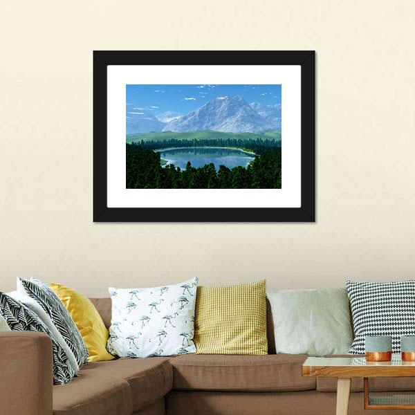 Lake In Forest Canvas Wall Art-5 Horizontal-Gallery Wrap-22" x 12"-Tiaracle