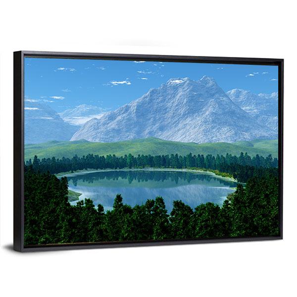Lake In Forest Canvas Wall Art-5 Horizontal-Gallery Wrap-22" x 12"-Tiaracle