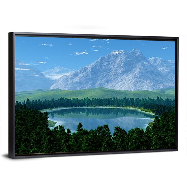 Lake In Forest Canvas Wall Art-3 Horizontal-Gallery Wrap-25" x 16"-Tiaracle