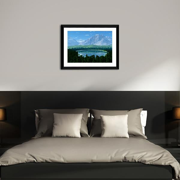Lake In Forest Canvas Wall Art-3 Horizontal-Gallery Wrap-25" x 16"-Tiaracle