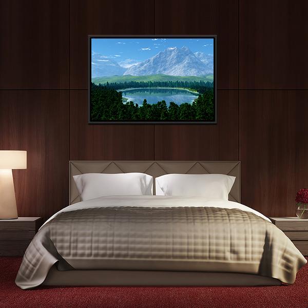Lake In Forest Panoramic Canvas Wall Art-1 Piece-36" x 12"-Tiaracle