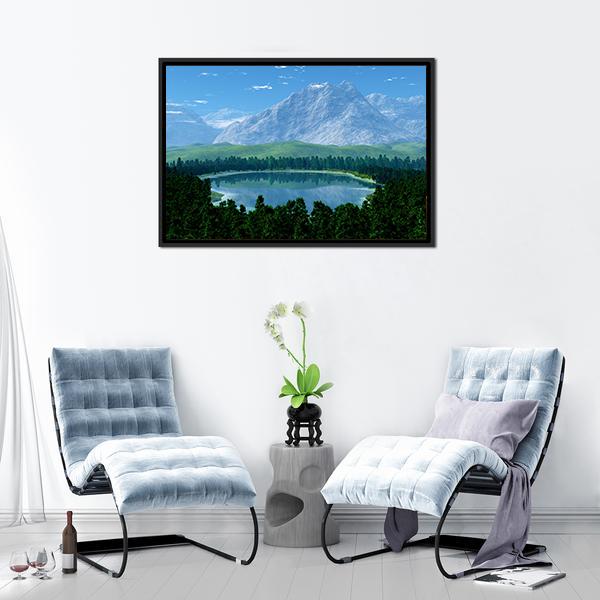 Lake In Forest Panoramic Canvas Wall Art-1 Piece-36" x 12"-Tiaracle