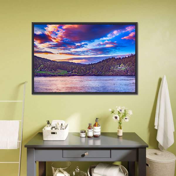 Lake In Georgia Canvas Wall Art-1 Piece-Floating Frame-24" x 16"-Tiaracle