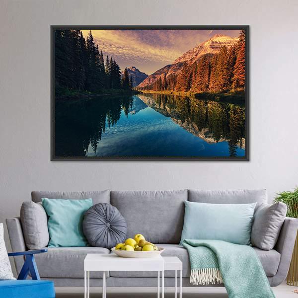 Lake In Grand Teton Canvas Wall Art-5 Horizontal-Gallery Wrap-22" x 12"-Tiaracle