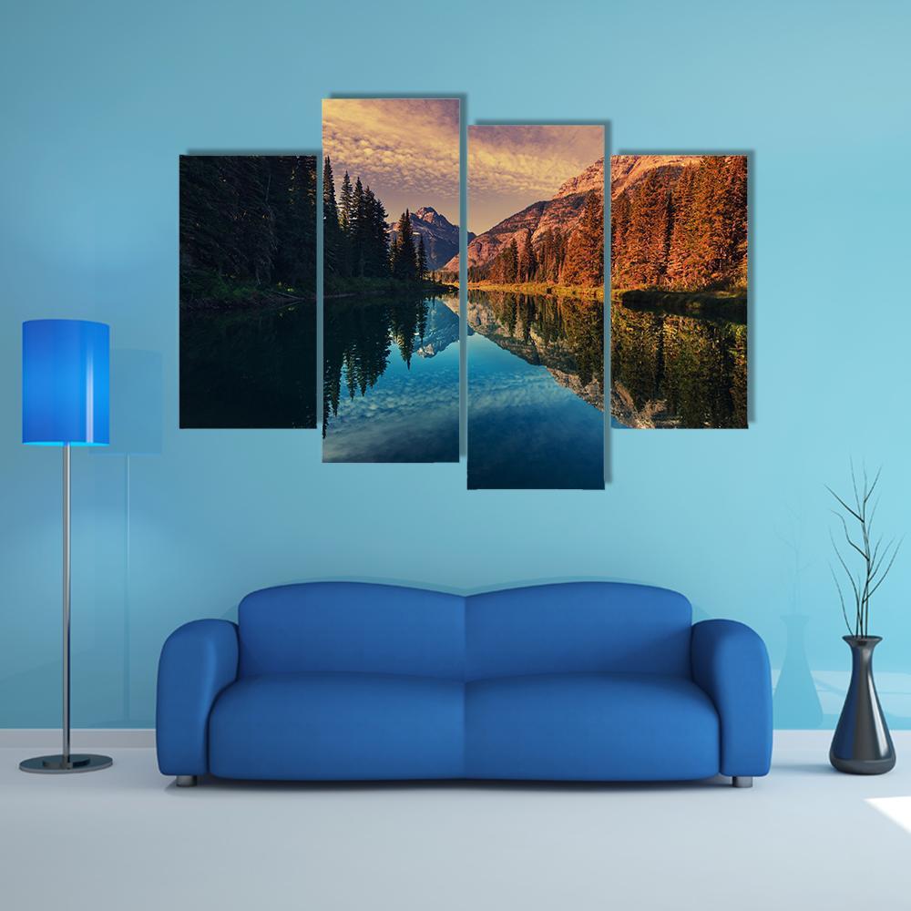 Lake In Grand Teton Canvas Wall Art-4 Pop-Gallery Wrap-50" x 32"-Tiaracle