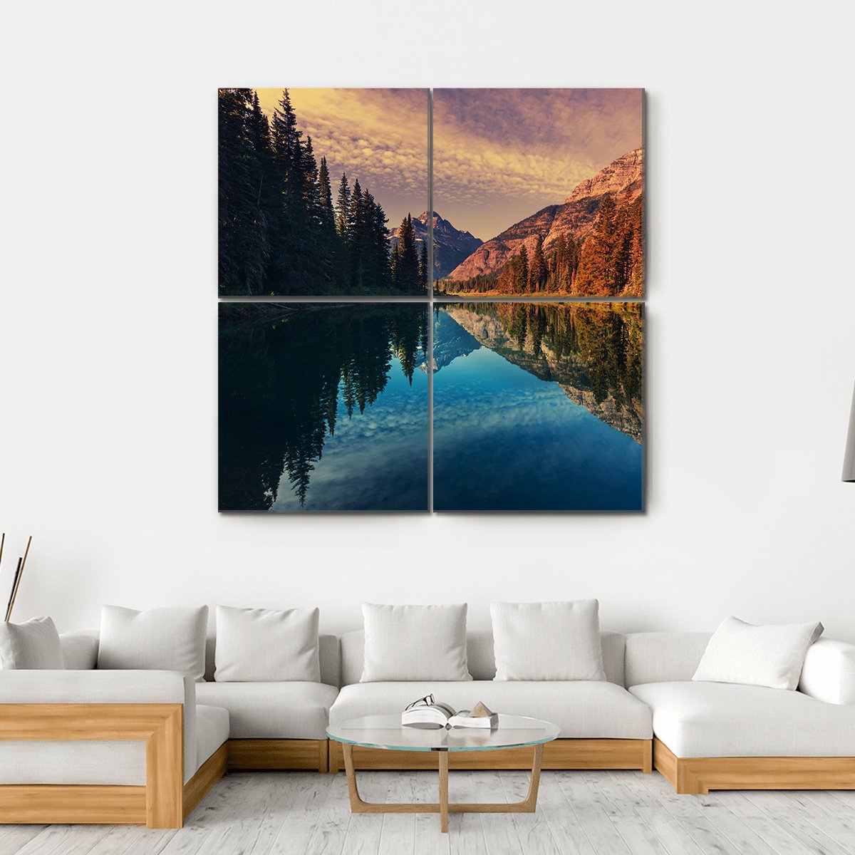 Lake In Grand Teton Canvas Wall Art-4 Square-Gallery Wrap-17" x 17"-Tiaracle